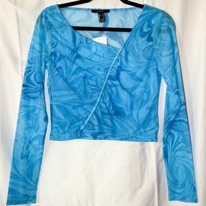 Mesh blue long sleeve top